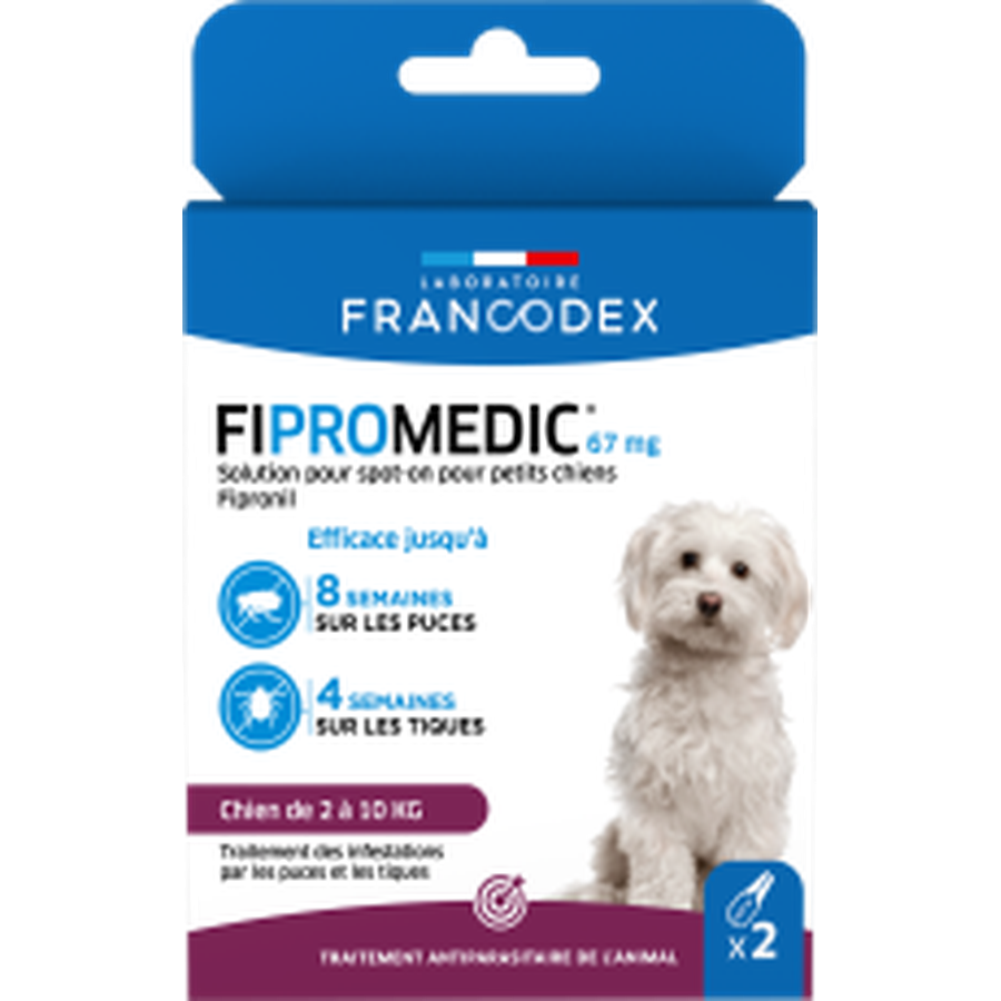 FIPROMEDIC 67 mg Solution pour spot-on petit chien 2-10 kg x2