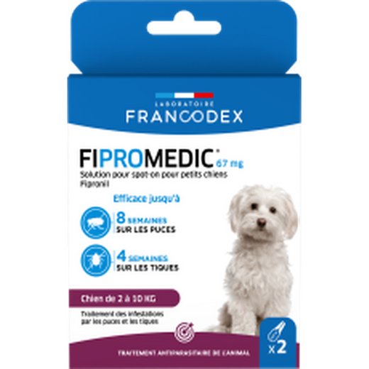 FIPROMEDIC 67 mg Solution pour spot-on petit chien 2-10 kg x2