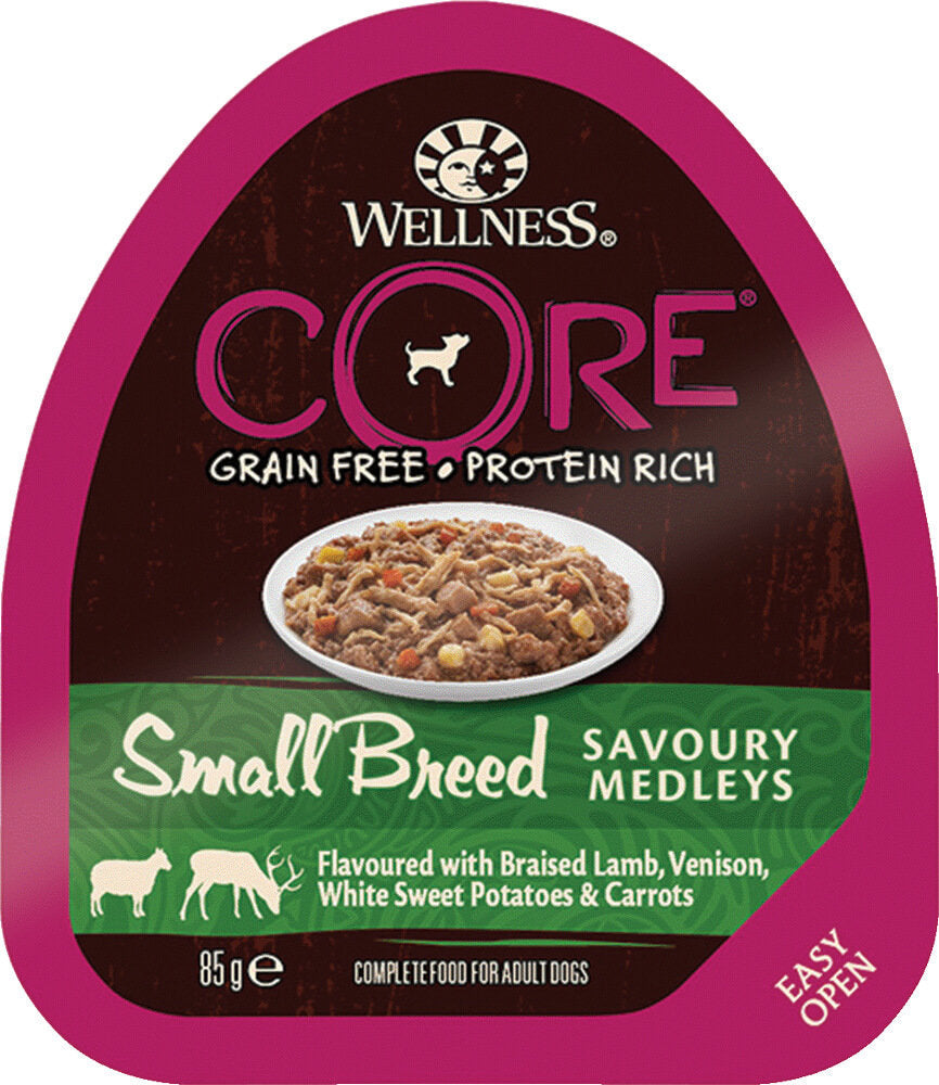 WELLNESS CORE Chien Savoury Medley Agneau Chevreuil Légumes 85g