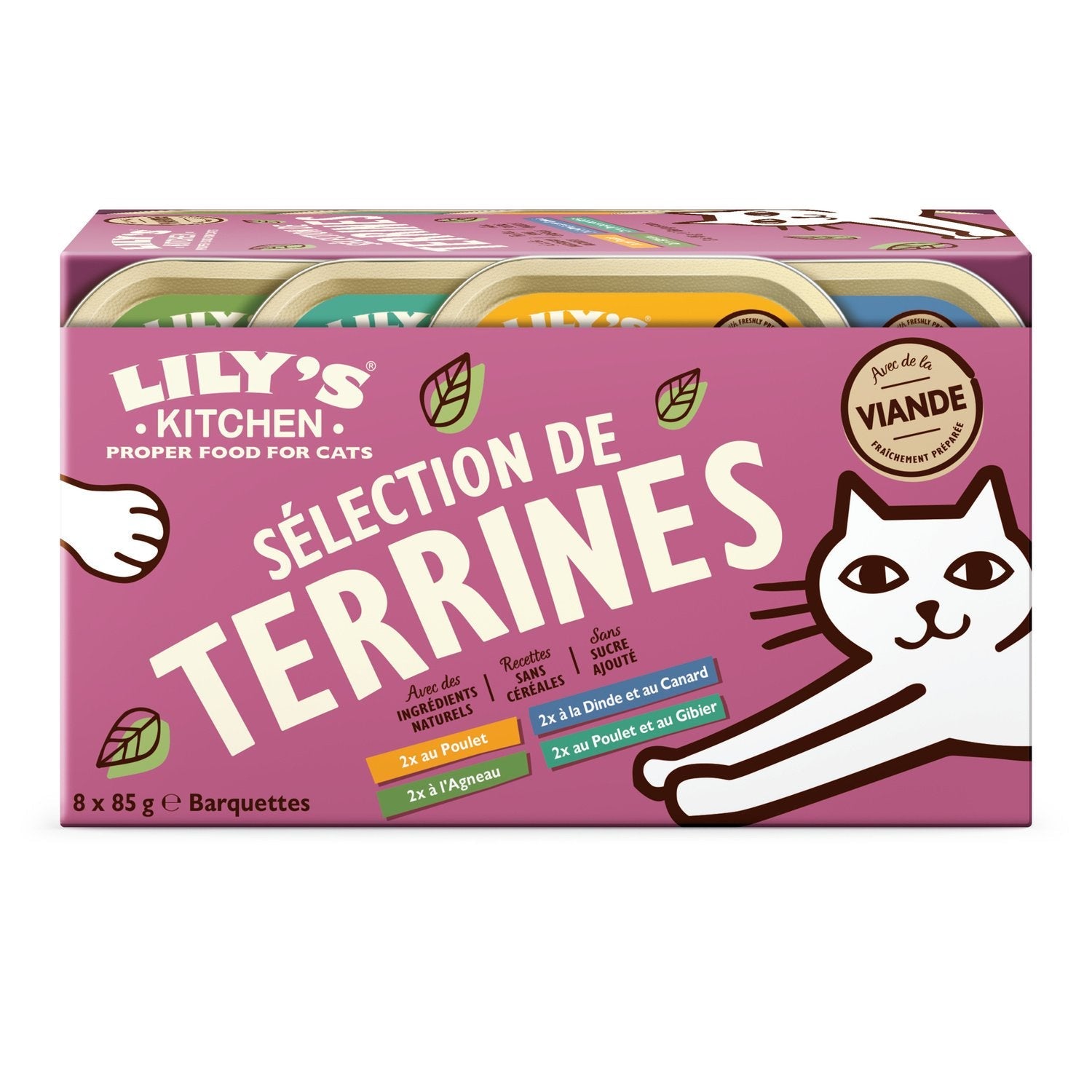 LILY'S KITCHEN Sélection de Terrines pour Chat Adulte Poulet Dinde Canard Agneau 8x85g