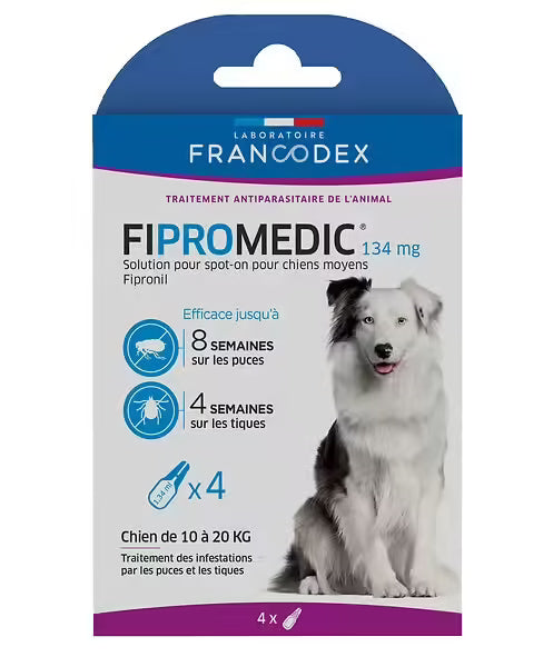 Fipromedic 134 mg Solution spot-on Chien 10-20 kg x4 pipettes