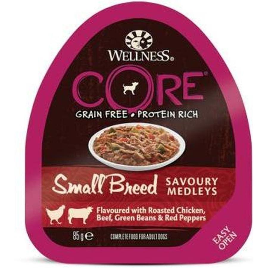 WELLNESS CORE Small Breed Savoury Medleys Poulet Boeuf Légumes 85g