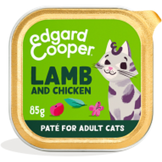 EDGARD COOPER Barquettes sans céréales pour chats adultes à l'agneau et poulet 85g