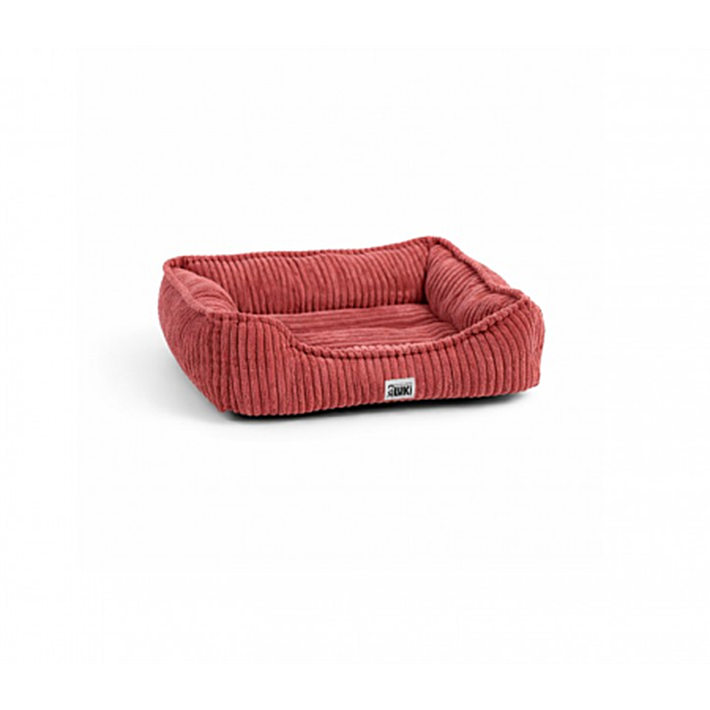 Panier rectangulaire antiderapant velours cotele vieux rose 65x45x20cm