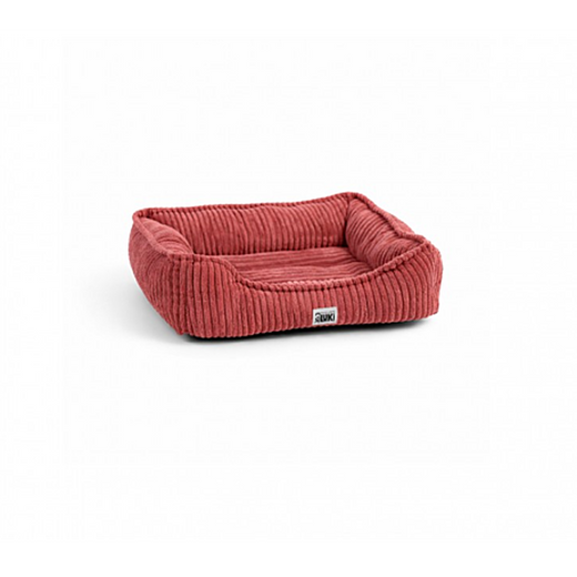 Panier rectangulaire antidérapant velours côtelé vieux rose 65x45x20cm