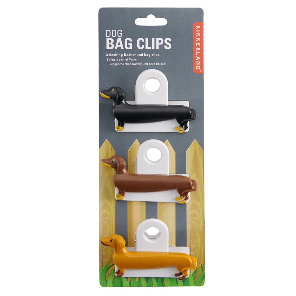 KIKKERLAND DOG BAG CLIP S/3 Lot de 3 Clips pour Sacs Chien Saucisse Plastique Durable
