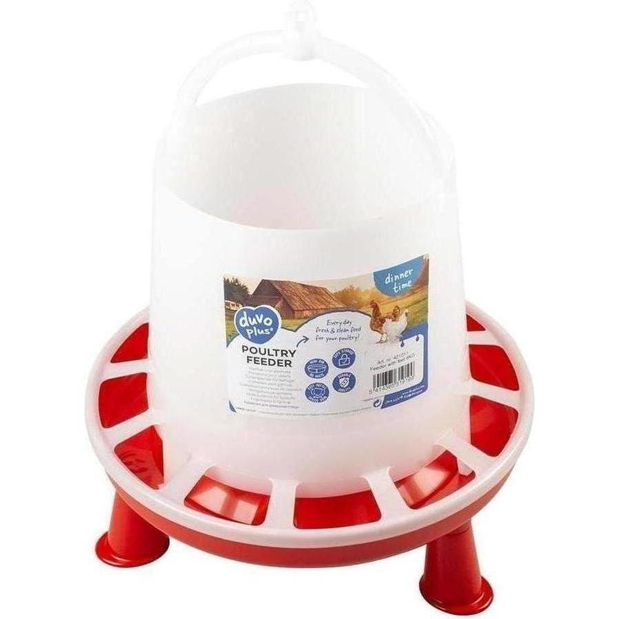 DUVO-PLUS Mangeoire avec pieds 3Kg Rouge/Noir pour Poules et Volailles