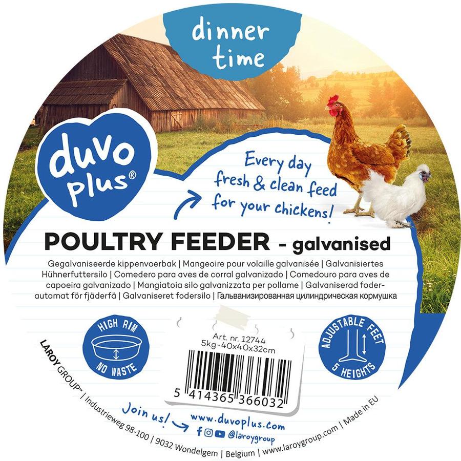DUVO-PLUS Mangeoire avec pieds 3Kg Rouge/Noir pour Poules et Volailles