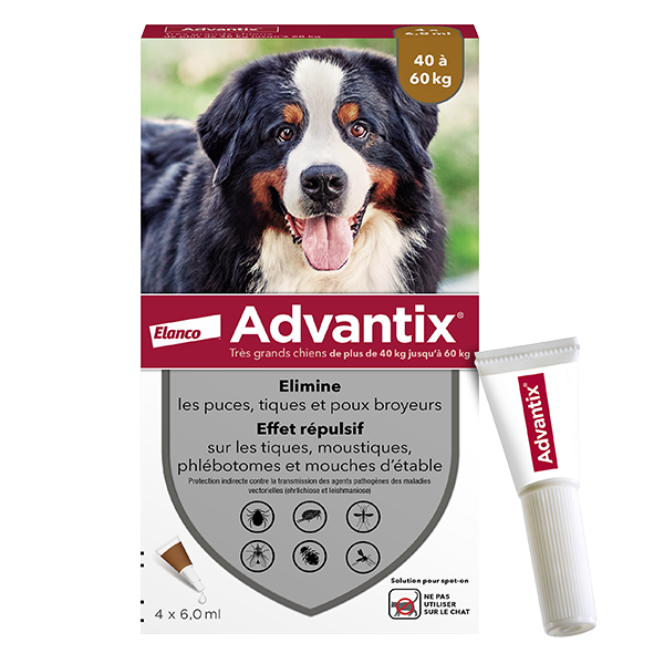 ELANCO Advantix Pipettes Antiparasitaires Grand Chien 25-40kg 6x4ml