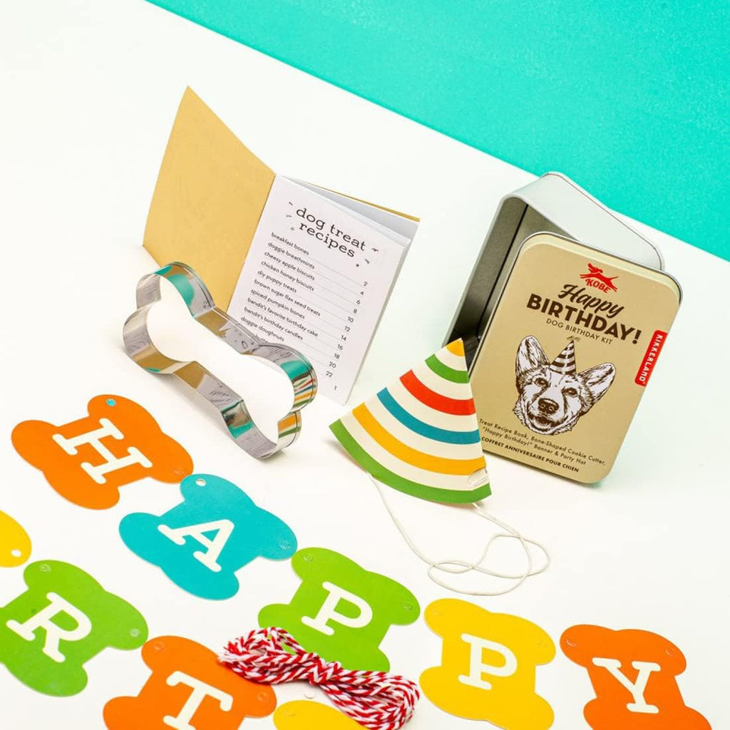 KIKKERLAND Kit d'anniversaire pour chien Happy Birthday Boîte Métallique