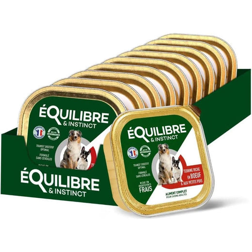 EQUILIBRE & INSTINCT Terrine pour chien adulte riche en bœuf & petit pois 300g