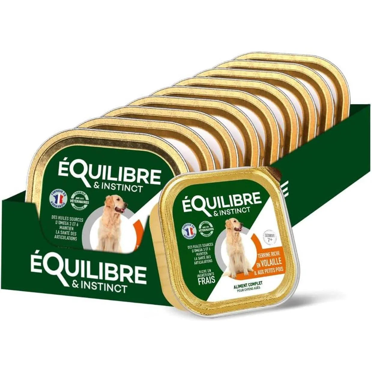 EQUILIBRE & INSTINCT Terrine pour chien âgé riche en volaille et petits pois 300g
