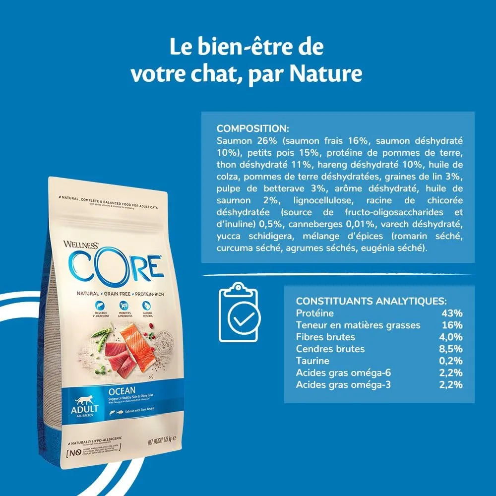 WELLNESS CORE Chat Croquettes Ocean Saumon & Thon