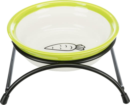 TRIXIE Gamelle avec support en céramique pour lapin 0,3L Ø13cm Blanc/Vert