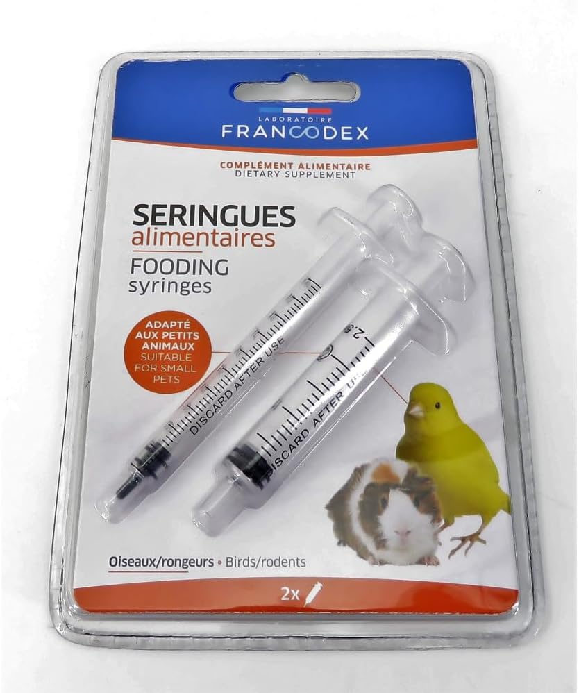 FRANCODEX Seringues Alimentaires pour Oiseaux et Rongeurs 2 Tailles 1ml et 2,5ml