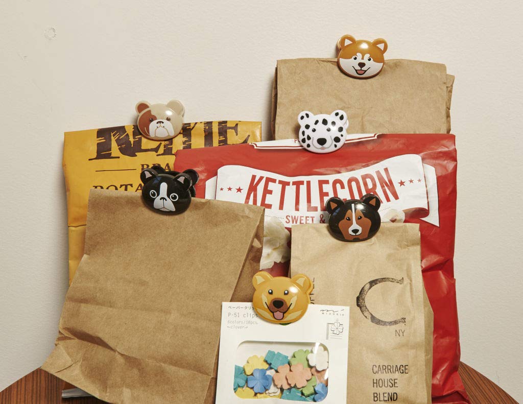 KIKKERLAND Doggie Bag Clips Set de 6 pinces à sachets chiens saucisses