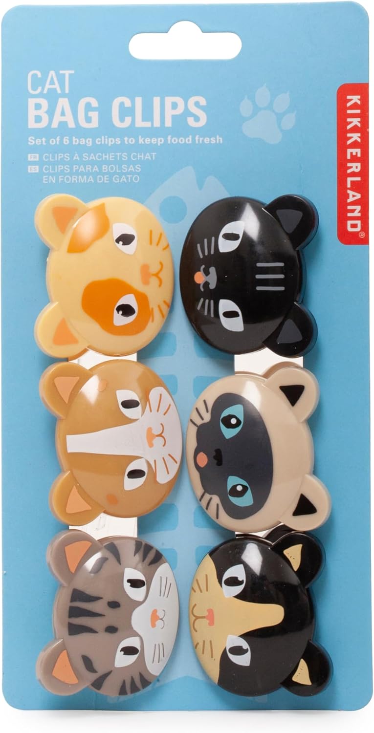 KIKKERLAND Cat Bag Clips Lot de 6 pinces pour sac à chat Marron Taille unique