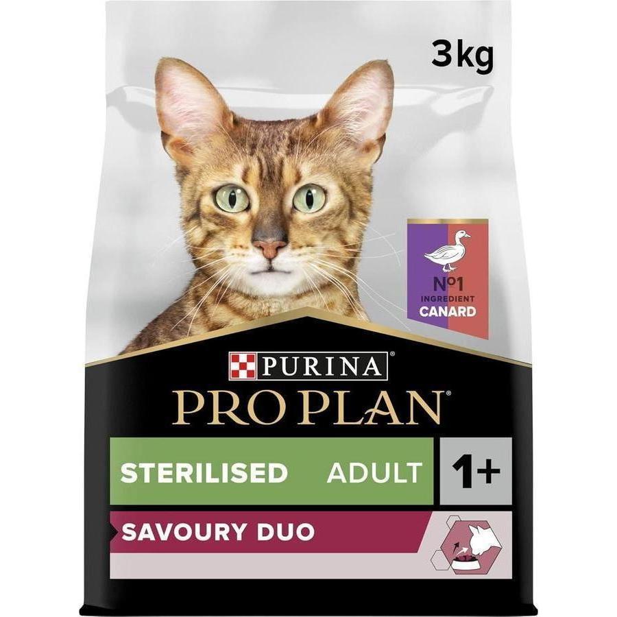 PRO PLAN STERILISED ADULT 1+ SAVOURY DUO riche en canard et au foie de haute qualité 3kg