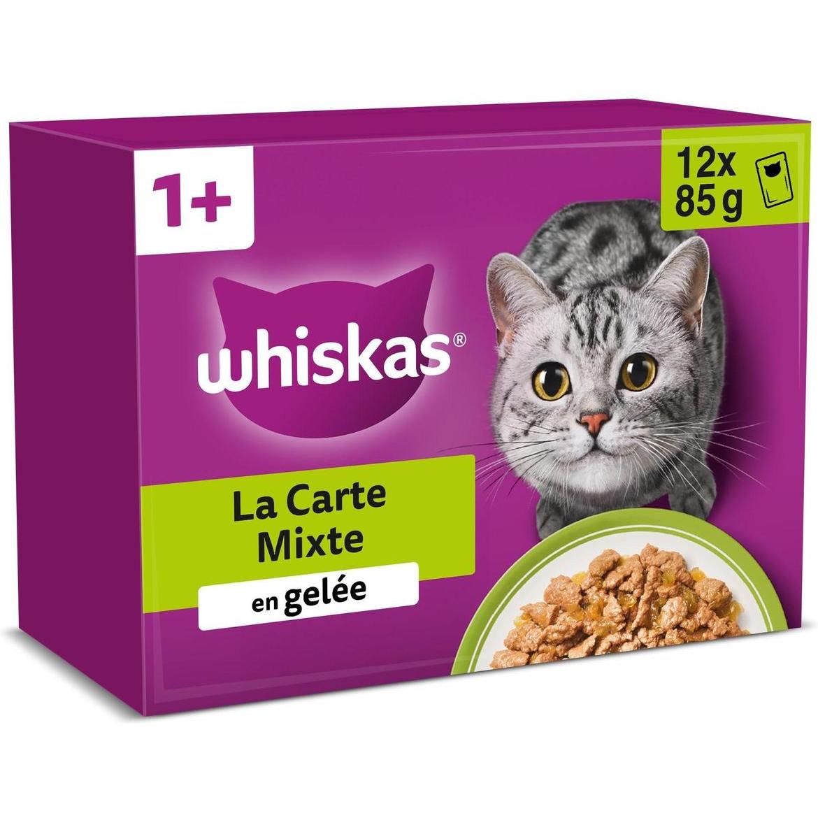 WHISKAS Sélection Effilés en Gelée pour Chat Adulte 12x85g