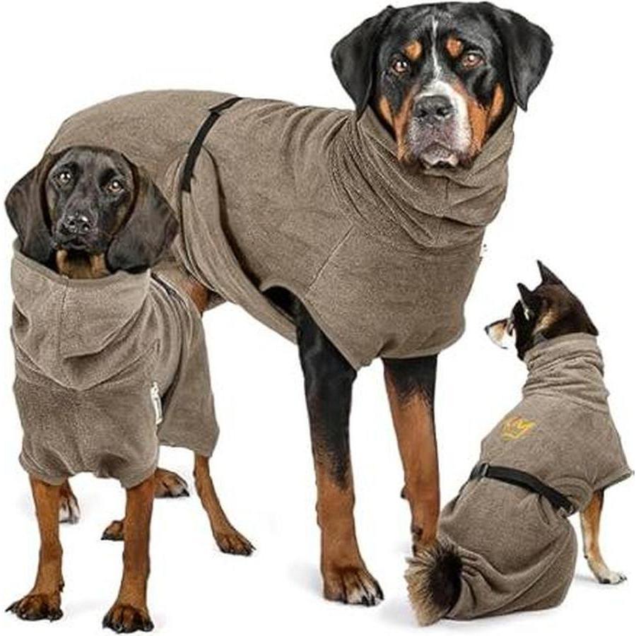 TRIXIE Peignoir Serviette pour Chien Gris Taille L Dos 60 cm Tissu Éponge Réglable