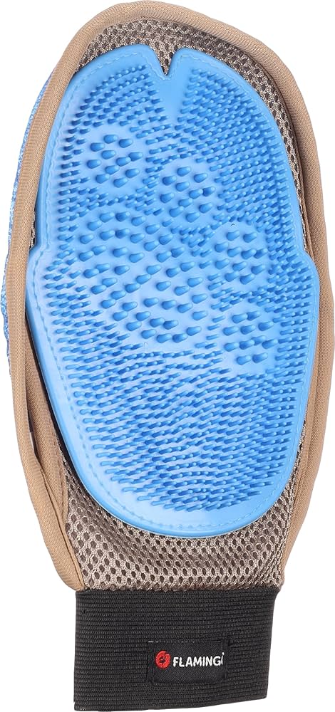 FLAMINGO Gant de Brossage Rongeur Hatna/Mandy Taupe/Bleu 25x18cm