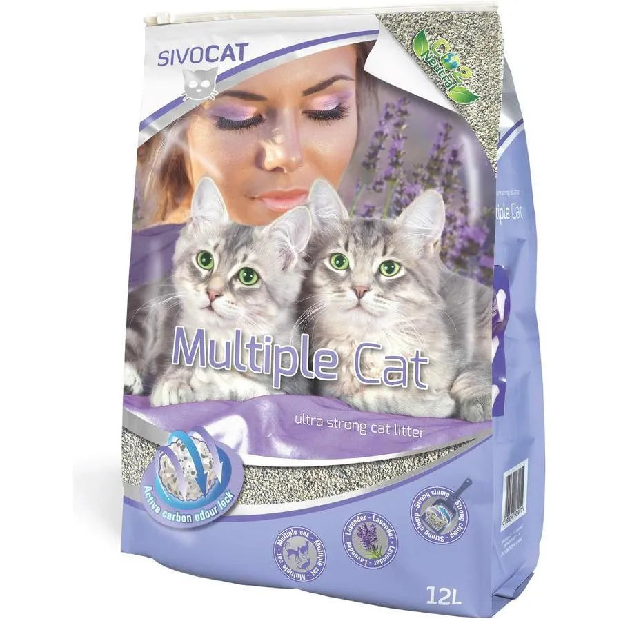 SIVOCAT Multiple Cat Litière Agglomérante Charbon Actif Lavande 12L