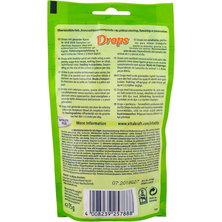 VITAKRAFT Drops Carotte Friandises pour Rongeurs 9x75g