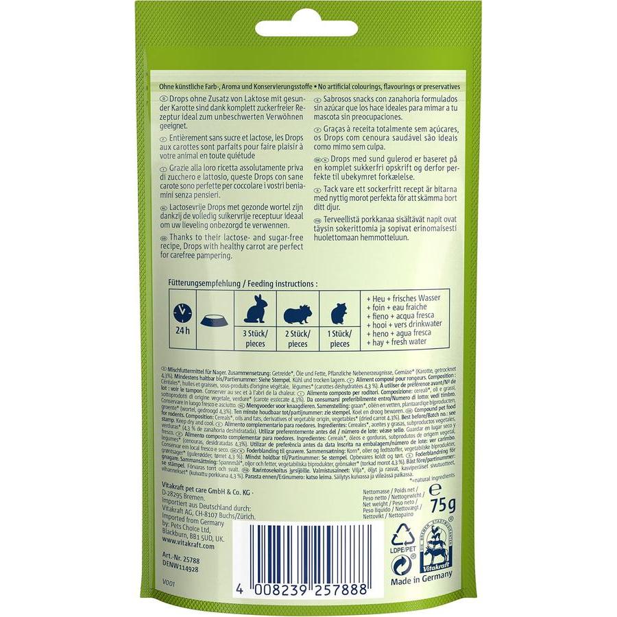 VITAKRAFT Drops Carotte Friandises pour Rongeurs 9x75g