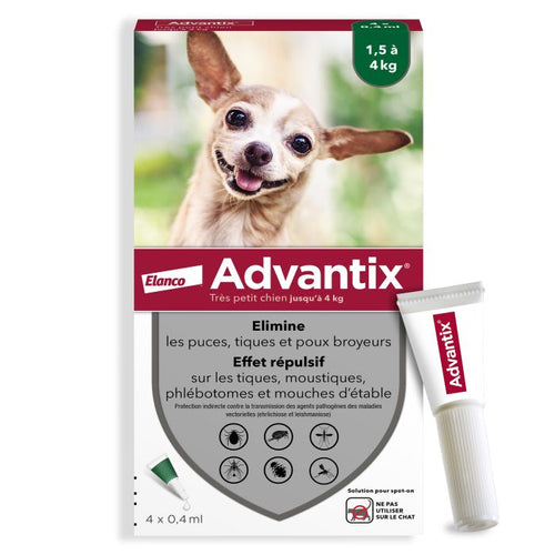 BAYER Advantix Pipettes Antiparasitaires Chien 4-10kg 4 Pipettes