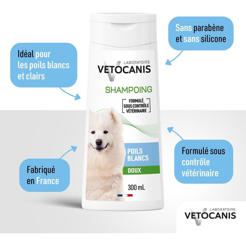 Shampoing 2 en 1 chien spécial poil blanc 300ml