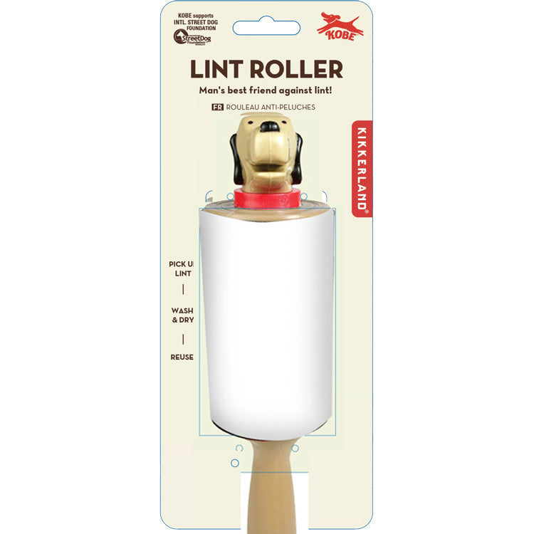 KIKKERLAND Kobe Lint Roller Rouleau Anti-Peluches Réutilisable Forme Chien
