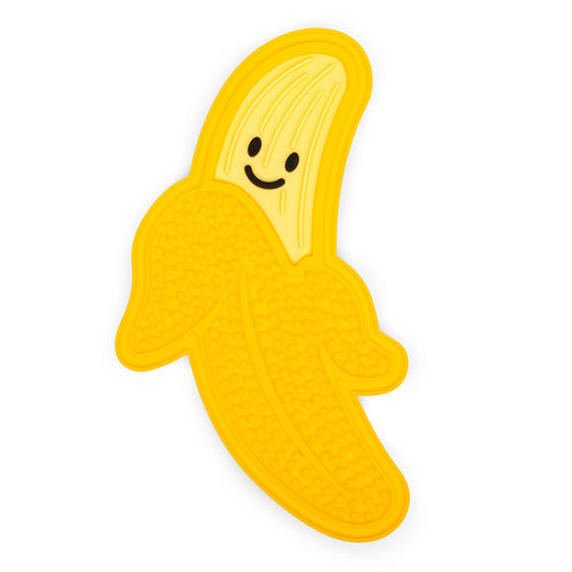 KIKKERLAND Kobe Banana Lick Mat Tapis à lécher en silicone Banane Jaune 12x21,5x1,25cm