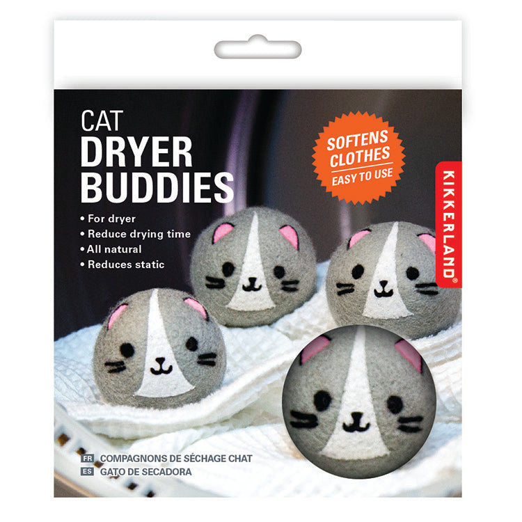KIKKERLAND Cat Dryer Buddies Boules de Lessive en Laine pour Sèche-Linge Chat Lot de 4