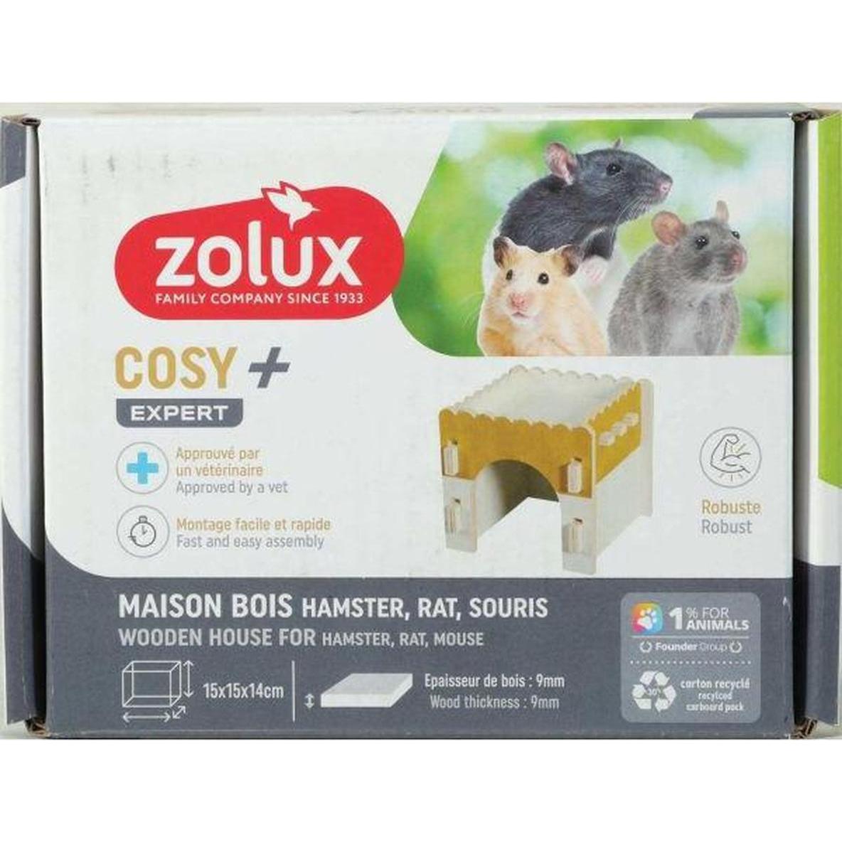 ZOLUX Maison en bois M Hamster Cosy+ Marron 15x17x14 cm