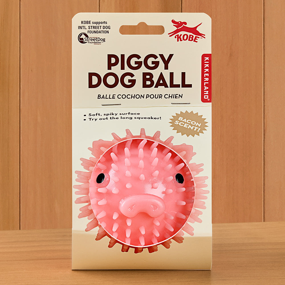 KIKKERLAND Piggy Dog Ball Balle pour Chien Parfumée Bacon Squeak Long 9cm