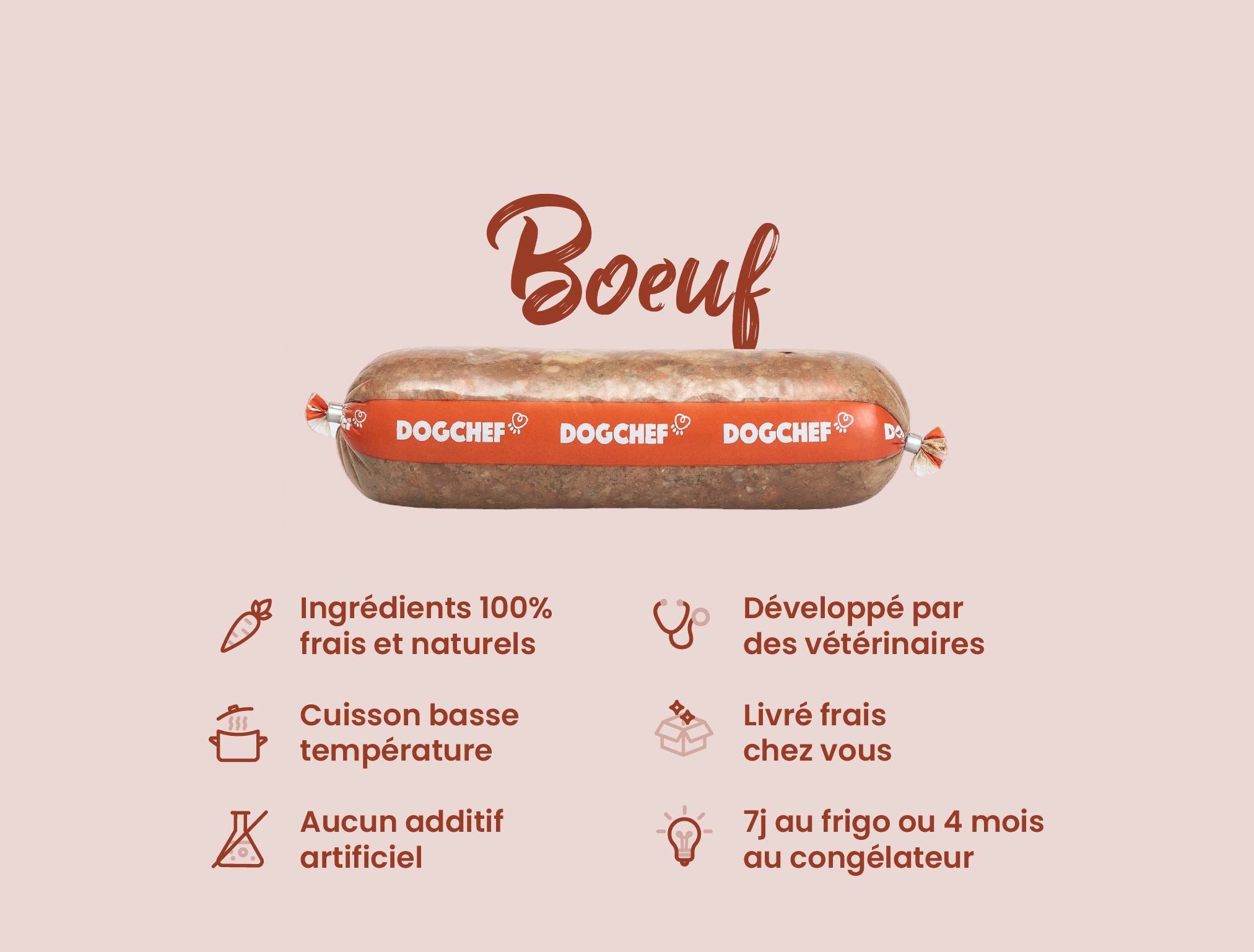 DOG CHEF Bœuf & Poulet 400g – Pâtée Fraîche Cuisinée pour Chien