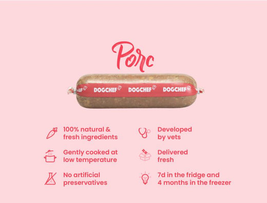 DOG CHEF Pâtée Chien au Porc 400 g – Repas Frais Cuisiné Sans Additifs
