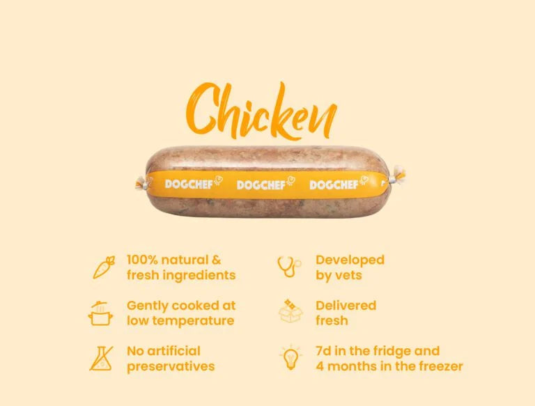 DOG CHEF Poulet 400g – Pâtée Fraîche Cuisinée Monoprotéine Chien