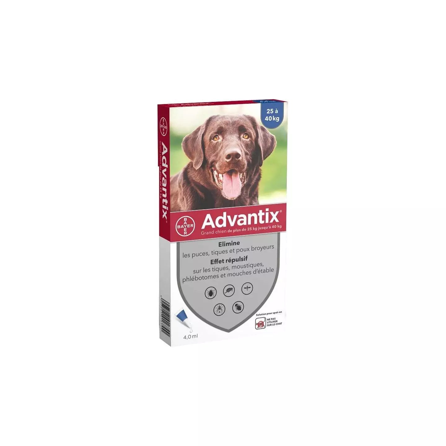 BAYER Advantix Pipettes Antiparasitaires Chien 25-40 kg 4x4ml