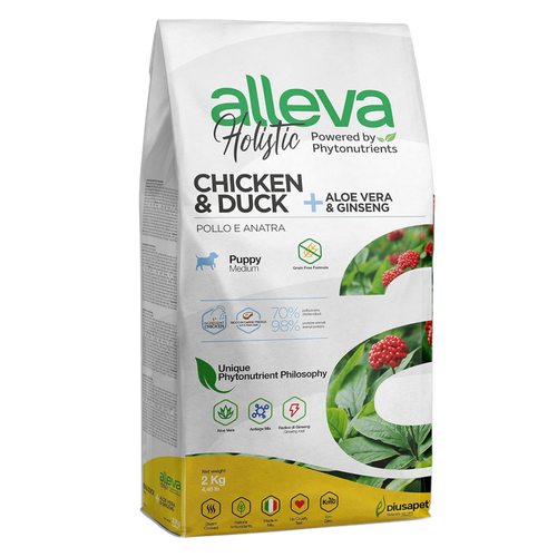 Alleva Holistic poulet canard chiot medium 12KG