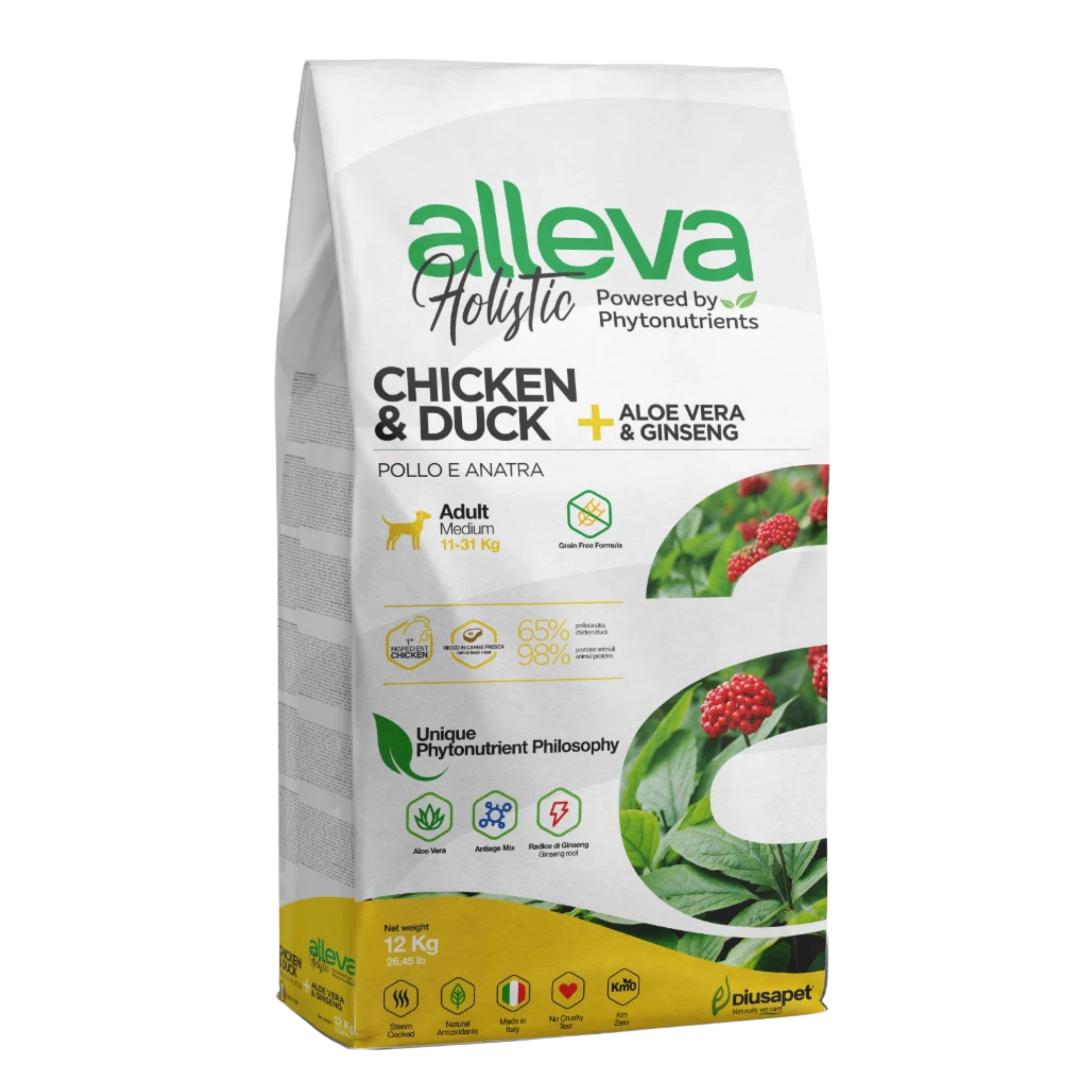 Alleva holistic poulet canard 12KG Medium