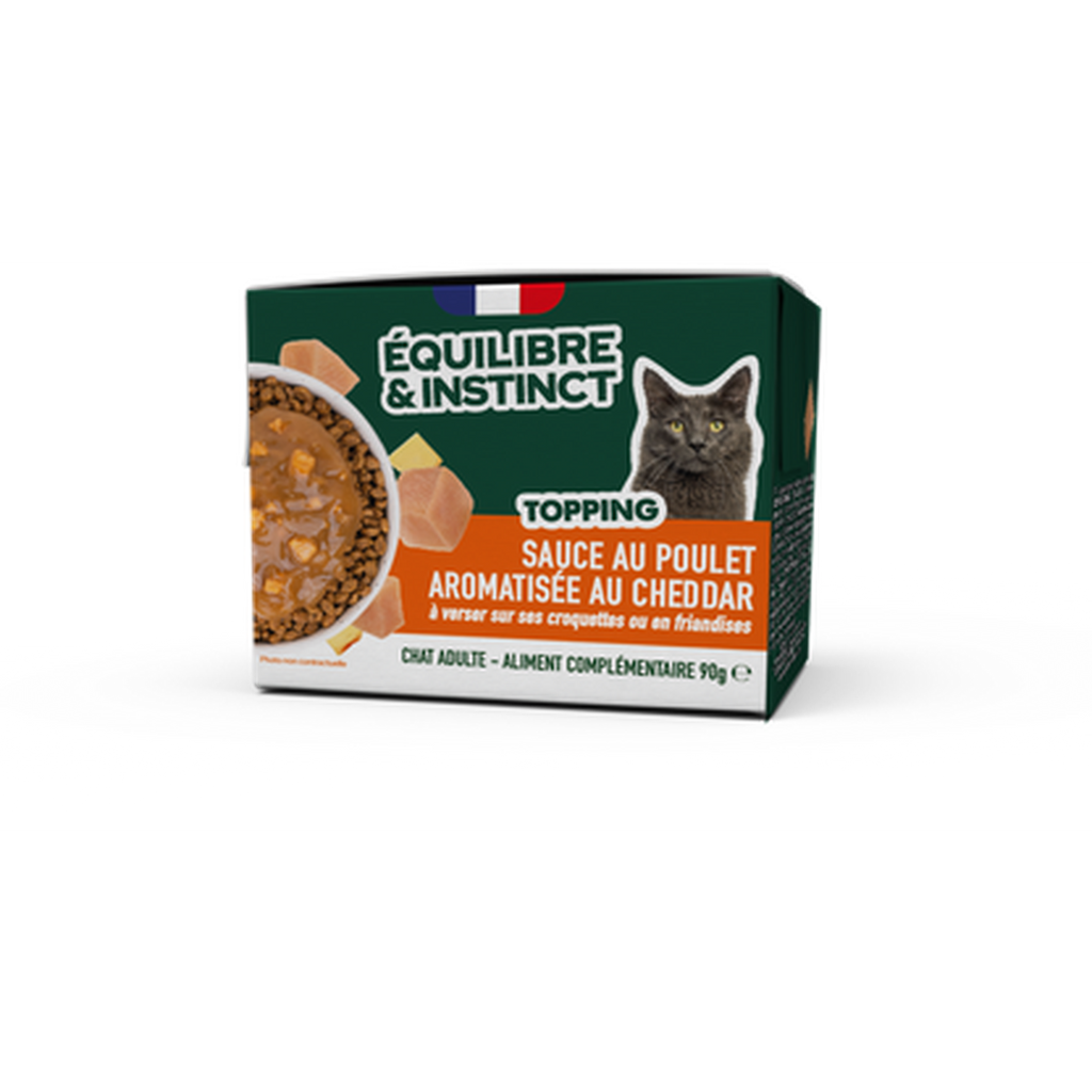 EQUILIBRE & INSTINCT Sauce au poulet aromatisée au cheddar pour chat adulte 90g