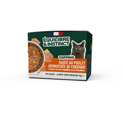 EQUILIBRE & INSTINCT Sauce au poulet aromatisée au cheddar pour chat adulte 90g