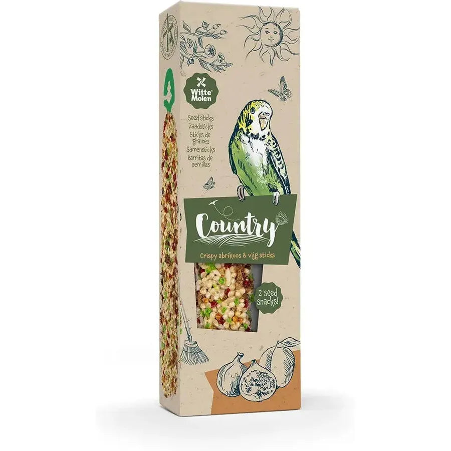 WITTE MOLEN Country Sticks Perruche Abricot & Figue 2 Sticks 60g