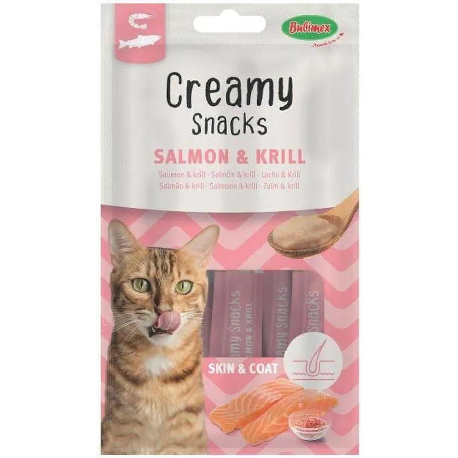 BUBI NATURE Creamy Snacks Chat Saumon & Krill – Sticks crémeux à lécher