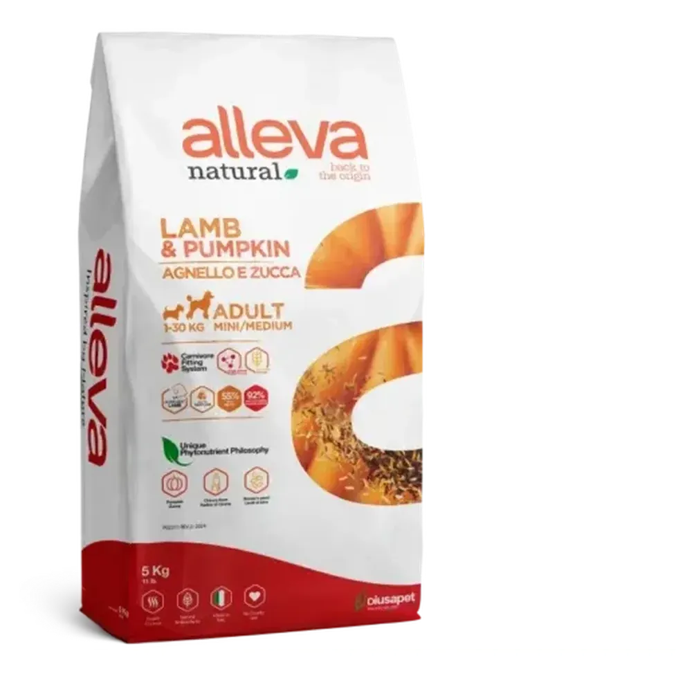 ALLEVA Natural Agneau & Potiron Chien Adulte Mini/Medium 5kg