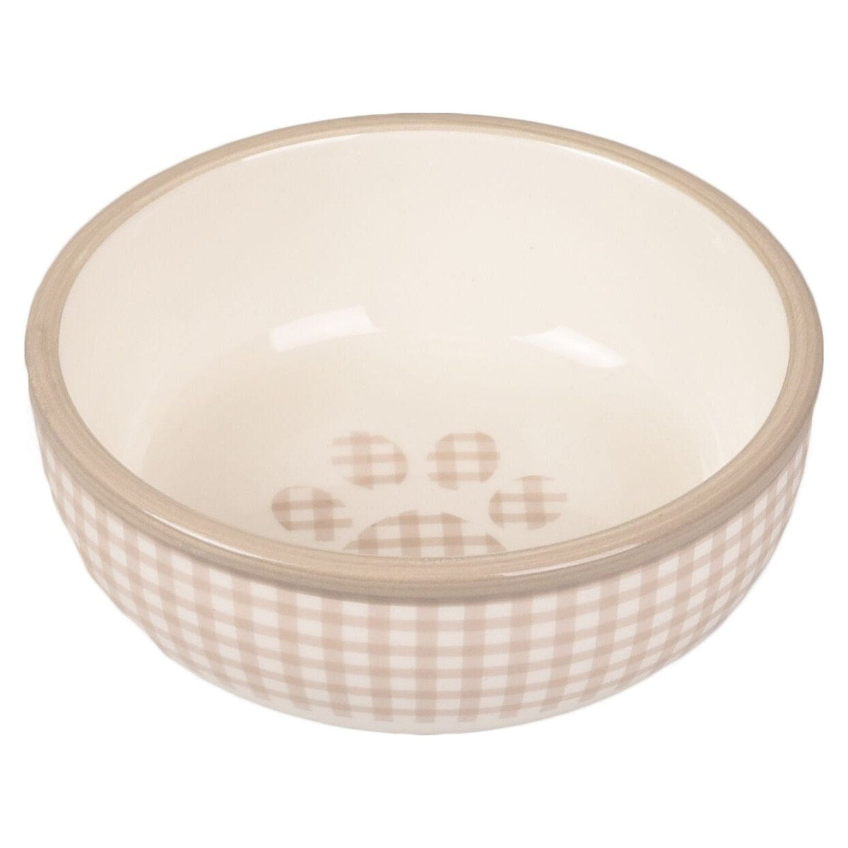 FLAMINGO Mylo Gamelle en Céramique pour Chat Beige et Blanc 360ml 13,5cm