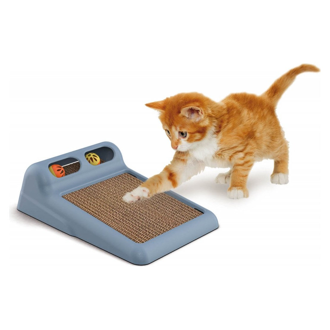 GEORPLAST Flipper Griffoir en Carton avec Circuit à 2 Balles pour Chat 40x28x12cm