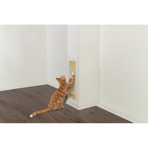 TRIXIE Griffoir avec peluche, tapis sisal/peluche, catnip, 15 x 56 cm Beige