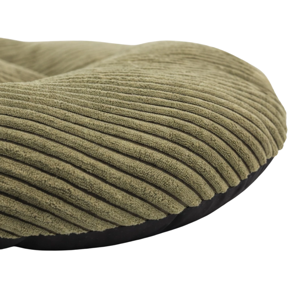Coussin ovale antiderapant velours cotele kaki 95x60x8cm